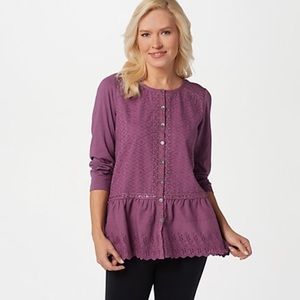 Purple lace detail blouse